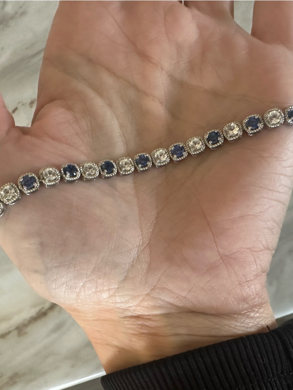 Sterling Silver Sapphire Tennis Bracelet - Picture 4 of 5
